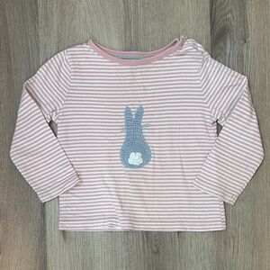 Baby Boden Bunny pink stripped shirt 18-24